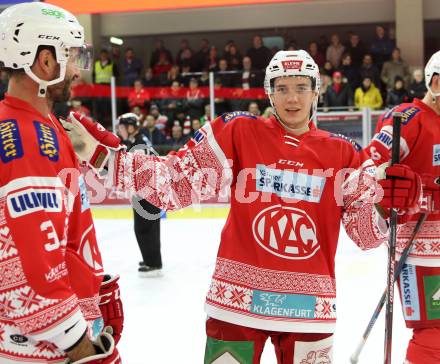 EBEL. Eishockey Bundesliga. KAC gegen	EC Red Bull Salzburg. David Joseph Fischer, Clemens Unterweger (KAC). Klagenfurt, am 6.12.2019.
Foto: Kuess
www.qspictures.net

---
pressefotos, pressefotografie, kuess, qs, qspictures, sport, bild, bilder, bilddatenbank