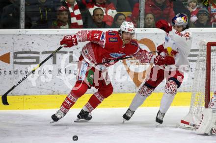 EBEL. Eishockey Bundesliga. KAC gegen	EC Red Bull Salzburg.  Thomas Hundertpfund,  (KAC), Layne Viveiros (Salzburg). Klagenfurt, am 6.12.2019.
Foto: Kuess
www.qspictures.net

---
pressefotos, pressefotografie, kuess, qs, qspictures, sport, bild, bilder, bilddatenbank