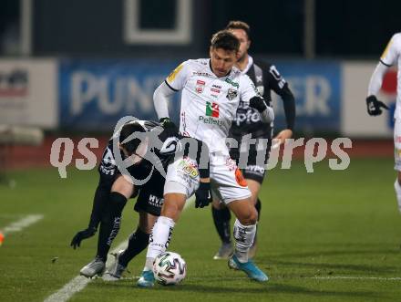 Fussball Bundesliga. RZ Pellets WAC gegen LASK. Christopher Wernitznig,  (WAC), Peter Michorl  (LASK). Wolfsberg, am 7.12.2019.
Foto: Kuess
www.qspictures.net

---
pressefotos, pressefotografie, kuess, qs, qspictures, sport, bild, bilder, bilddatenbank