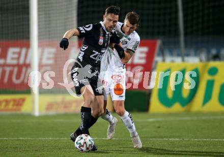 Fussball Bundesliga. RZ Pellets WAC gegen LASK. Lukas Schmitz,  (WAC),   James Holland (LASK). Wolfsberg, am 7.12.2019.
Foto: Kuess
www.qspictures.net

---
pressefotos, pressefotografie, kuess, qs, qspictures, sport, bild, bilder, bilddatenbank