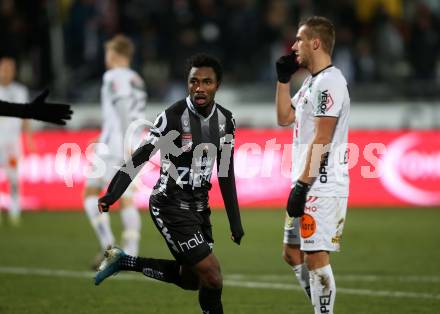 Fussball Bundesliga. RZ Pellets WAC gegen LASK.  Torjubel Samuel Tetteh  (LASK). Wolfsberg, am 7.12.2019.
Foto: Kuess
www.qspictures.net

---
pressefotos, pressefotografie, kuess, qs, qspictures, sport, bild, bilder, bilddatenbank