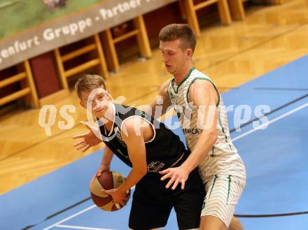 Basketball Zweite Liga 2019/2020. Grunddurchgang 13. Runde. KOS Celovec gegen  Deutsch Wagram Alligators. Andi Smrtnik (KOS Celovec), Andreas Mayer (Deutsch Wagram). Klagenfurt, am 7.12.2019.
Foto: Kuess
www.qspictures.net

---
pressefotos, pressefotografie, kuess, qs, qspictures, sport, bild, bilder, bilddatenbank