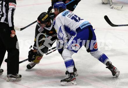 EBEL. Eishockey Bundesliga. EC VSV gegen spusu Vienna Capitals.  Chris Collins,  (VSV), Julian Grosslercher (Vienna Capitals). Villach, am 8.12.2019.
Foto: Kuess
www.qspictures.net
---
pressefotos, pressefotografie, kuess, qs, qspictures, sport, bild, bilder, bilddatenbank