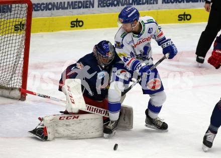 EBEL. Eishockey Bundesliga. EC VSV gegen EC Red Bull Salzburg.  Alexander Lahoda, (VSV),  Jean Philippe Lamoureux  (Salzburg). Villach, am 13.12.2019.
Foto: Kuess
www.qspictures.net
---
pressefotos, pressefotografie, kuess, qs, qspictures, sport, bild, bilder, bilddatenbank