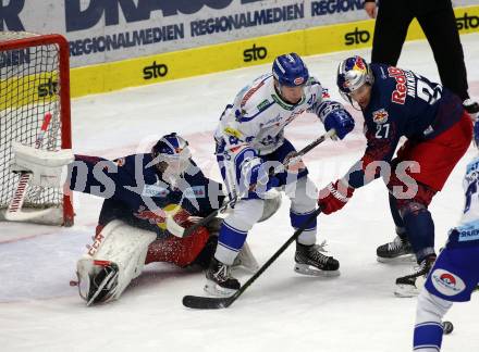 EBEL. Eishockey Bundesliga. EC VSV gegen EC Red Bull Salzburg. Alexander Lahoda,   (VSV), Jean Philippe Lamoureux, Brendan Mikkelson (Salzburg). Villach, am 13.12.2019.
Foto: Kuess
www.qspictures.net
---
pressefotos, pressefotografie, kuess, qs, qspictures, sport, bild, bilder, bilddatenbank