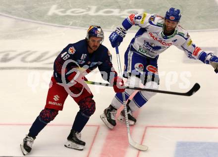 EBEL. Eishockey Bundesliga. EC VSV gegen EC Red Bull Salzburg. Kevin Schmidt,  (VSV), Samuel Witting  (Salzburg). Villach, am 13.12.2019.
Foto: Kuess
www.qspictures.net
---
pressefotos, pressefotografie, kuess, qs, qspictures, sport, bild, bilder, bilddatenbank