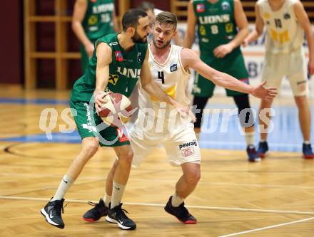 Basketball Zweite Liga 2019/2020. Grunddurchgang 14. Runde. Woerthersee Piraten gegen Dornbirn Lions. Ziga Erculj, (Piraten), Ander Arruti  (Dornbirn). Klagenfurt, am 14.12.2019.
Foto: Kuess
www.qspictures.net

---
pressefotos, pressefotografie, kuess, qs, qspictures, sport, bild, bilder, bilddatenbank