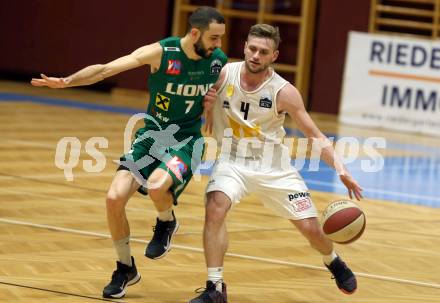 Basketball Zweite Liga 2019/2020. Grunddurchgang 14. Runde. Woerthersee Piraten gegen Dornbirn Lions. Ziga Erculj,  (Piraten), Ander Arruti (Dornbirn). Klagenfurt, am 14.12.2019.
Foto: Kuess
www.qspictures.net

---
pressefotos, pressefotografie, kuess, qs, qspictures, sport, bild, bilder, bilddatenbank