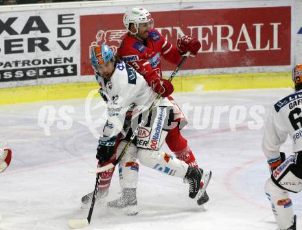 EBEL. Eishockey Bundesliga. KAC gegen	EHC Liwest Black Wings Linz. David Joseph Fischer, (KAC), Alexander Cijan  (Linz). Klagenfurt, am 15.12.2019.
Foto: Kuess
www.qspictures.net

---
pressefotos, pressefotografie, kuess, qs, qspictures, sport, bild, bilder, bilddatenbank