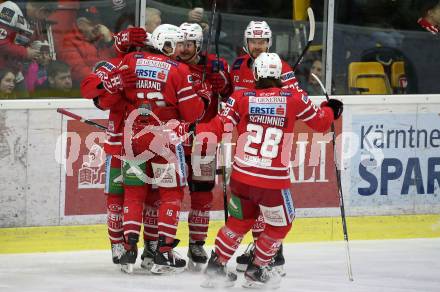 EBEL. Eishockey Bundesliga. KAC gegen	EHC Liwest Black Wings Linz. Torjubel Johannes Bischofberger, Manuel Ganahl, Siim Liivik, Patrick Harand, Martin Schumnig (KAC). Klagenfurt, am 15.12.2019.
Foto: Kuess
www.qspictures.net

---
pressefotos, pressefotografie, kuess, qs, qspictures, sport, bild, bilder, bilddatenbank