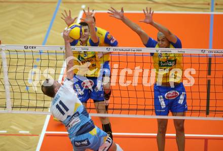 Volleyball CEV Cup. SK Zadruga Aich/Dob gegen VK Ostrava (CZE).   Filip Palgut, Victor Hugo Alcantara (Aich/Dob). Bleiburg, am 18.12.2019.
Foto: Kuess
---
pressefotos, pressefotografie, kuess, qs, qspictures, sport, bild, bilder, bilddatenbank