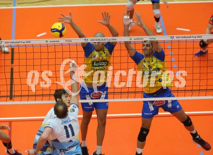 Volleyball CEV Cup. SK Zadruga Aich/Dob gegen VK Ostrava (CZE).   Victor Hugo Alcantara, Ivan Kolev (Aich/Dob). Bleiburg, am 18.12.2019.
Foto: Kuess
---
pressefotos, pressefotografie, kuess, qs, qspictures, sport, bild, bilder, bilddatenbank