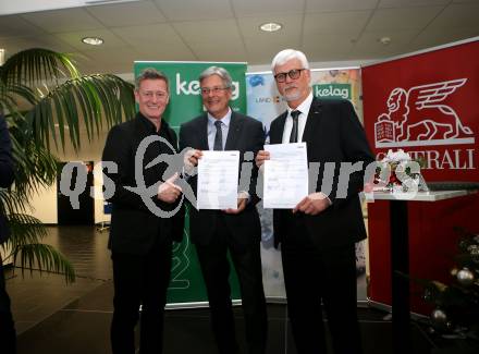 Kaernten Sport. Sportlermeeting. Package Uebergabe.   Arno Arthofer, Landeshauptmann Peter Kaiser, Manfred Freitag. Klagenfurt, 17.12.2019.
Foto: Kuess 
---
pressefotos, pressefotografie, kuess, qs, qspictures, sport, bild, bilder, bilddatenbank