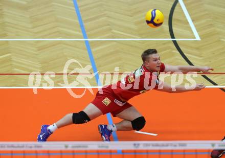 Volleyball CEV Cup. SK Zadruga Aich/Dob gegen VK Ostrava (CZE).   Manuel Steiner (Aich/Dob). Bleiburg, am 18.12.2019.
Foto: Kuess
---
pressefotos, pressefotografie, kuess, qs, qspictures, sport, bild, bilder, bilddatenbank