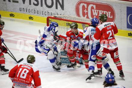 EBEL. Eishockey Bundesliga. EC VSV gegen HCB Suedtirol Alperia. Marko Ppoeyhoenen, Anton Karlsson,   (VSV), Luka Vidmar, Daniel Glira (Bozen). Villach, am 20.12.2019.
Foto: Kuess
www.qspictures.net
---
pressefotos, pressefotografie, kuess, qs, qspictures, sport, bild, bilder, bilddatenbank