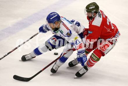 EBEL. Eishockey Bundesliga. EC VSV gegen HCB Suedtirol Alperia.  Marko Poeyhoenen, (VSV), Angelo Miceli  (Bozen). Villach, am 20.12.2019.
Foto: Kuess
www.qspictures.net
---
pressefotos, pressefotografie, kuess, qs, qspictures, sport, bild, bilder, bilddatenbank