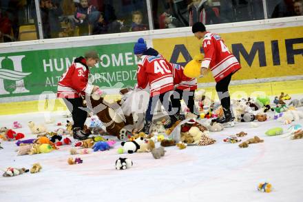 EBEL. Eishockey Bundesliga. KAC gegen	Hydro Fehervar AV 19.  Teddybeartoss (KAC). Klagenfurt, am 15.12.2019.
Foto: Kuess
www.qspictures.net

---
pressefotos, pressefotografie, kuess, qs, qspictures, sport, bild, bilder, bilddatenbank