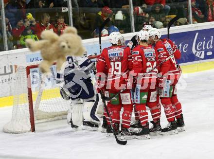 EBEL. Eishockey Bundesliga. KAC gegen	Hydro Fehervar AV 19. Torjubel Neal Matthew, Geier Stefan, Strong Steven, Haudum Lukas, Unterweger Clemens (KAC). Klagenfurt, am 15.12.2019.
Foto: Kuess
www.qspictures.net

---
pressefotos, pressefotografie, kuess, qs, qspictures, sport, bild, bilder, bilddatenbank