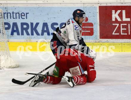 EBEL. Eishockey Bundesliga. KAC gegen	Hydro Fehervar AV 19. Haudum Lukas (KAC), Tikkanen Harri (Alba Volan). Klagenfurt, am 15.12.2019.
Foto: Kuess
www.qspictures.net

---
pressefotos, pressefotografie, kuess, qs, qspictures, sport, bild, bilder, bilddatenbank