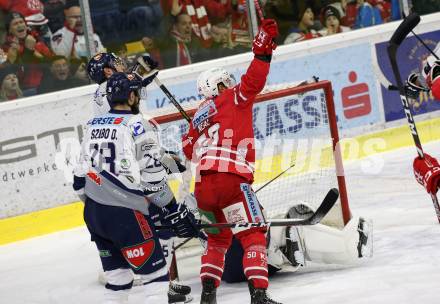 EBEL. Eishockey Bundesliga. KAC gegen	Hydro Fehervar AV 19. Torjubel  Neal Matthew(KAC). Klagenfurt, am 15.12.2019.
Foto: Kuess
www.qspictures.net

---
pressefotos, pressefotografie, kuess, qs, qspictures, sport, bild, bilder, bilddatenbank