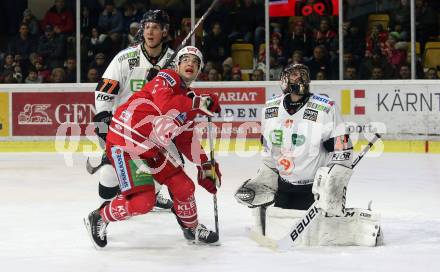 EBEL. Eishockey Bundesliga. KAC gegen	Moser Medical Graz99ers. Lukas Haudum, (KAC), Philipp Lindner, Cristopher Nihlstorp  (Graz). Klagenfurt, am 28.12.2019.
Foto: Kuess
www.qspictures.net

---
pressefotos, pressefotografie, kuess, qs, qspictures, sport, bild, bilder, bilddatenbank