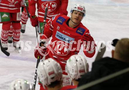 EBEL. Eishockey Bundesliga. KAC gegen	Moser Medical Graz99ers.  Torjubel Manuel Geier (KAC). Klagenfurt, am 28.12.2019.
Foto: Kuess
www.qspictures.net

---
pressefotos, pressefotografie, kuess, qs, qspictures, sport, bild, bilder, bilddatenbank