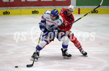 EBEL. Eishockey Bundesliga. VSV gegen KAC.  Chris Collins, (VSV), Lukas Haudum  (KAC). Villach, am 30.12.2019.
Foto: Kuess
www.qspictures.net
---
pressefotos, pressefotografie, kuess, qs, qspictures, sport, bild, bilder, bilddatenbank