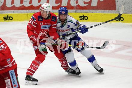 EBEL. Eishockey Bundesliga. VSV gegen KAC.  Jerry Pollastrone,  (VSV),  Michael Kernberger (KAC). Villach, am 30.12.2019.
Foto: Kuess
www.qspictures.net
---
pressefotos, pressefotografie, kuess, qs, qspictures, sport, bild, bilder, bilddatenbank