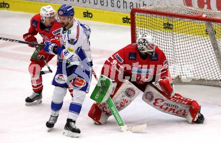 EBEL. Eishockey Bundesliga. VSV gegen KAC.  Patrick Spannring,  (VSV),  Petter Hansson, David Madlener (KAC). Villach, am 30.12.2019.
Foto: Kuess
www.qspictures.net
---
pressefotos, pressefotografie, kuess, qs, qspictures, sport, bild, bilder, bilddatenbank