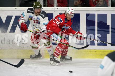 EBEL. Eishockey Bundesliga. KAC gegen	HCB Suedtirol Alperia. Johannes Bischofberger, (KAC), Stefano Marchetti  (Bozen). Klagenfurt, am 7.1.2020.
Foto: Kuess
www.qspictures.net

---
pressefotos, pressefotografie, kuess, qs, qspictures, sport, bild, bilder, bilddatenbank