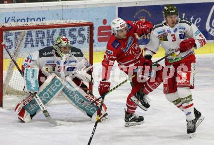 EBEL. Eishockey Bundesliga. KAC gegen	HCB Suedtirol Alperia. Lukas Haudum, (KAC), Ivan Tauferer, Leland Irving  (Bozen). Klagenfurt, am 7.1.2020.
Foto: Kuess
www.qspictures.net

---
pressefotos, pressefotografie, kuess, qs, qspictures, sport, bild, bilder, bilddatenbank