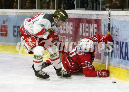 EBEL. Eishockey Bundesliga. KAC gegen	HCB Suedtirol Alperia.  Marco Richter,  (KAC), Dennis Robertson (Bozen). Klagenfurt, am 7.1.2020.
Foto: Kuess
www.qspictures.net

---
pressefotos, pressefotografie, kuess, qs, qspictures, sport, bild, bilder, bilddatenbank