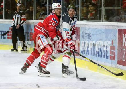 EBEL. Eishockey Bundesliga. KAC gegen	HCB Suedtirol Alperia. Stefan Geier, (KAC), Brett Flemming  (Bozen). Klagenfurt, am 7.1.2020.
Foto: Kuess
www.qspictures.net

---
pressefotos, pressefotografie, kuess, qs, qspictures, sport, bild, bilder, bilddatenbank