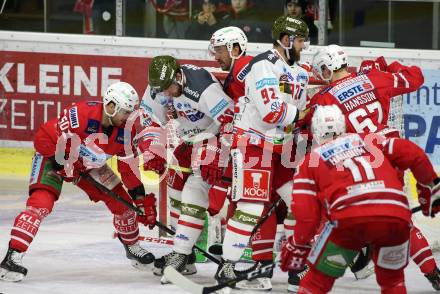 EBEL. Eishockey Bundesliga. KAC gegen	HCB Suedtirol Alperia. Matthew Neal, David Joseph Fischer, Petter Hansson, Lukas Haudum (KAC), Domenico Alberga, Colton Hargrove (Bozen). Klagenfurt, am 7.1.2020.
Foto: Kuess
www.qspictures.net

---
pressefotos, pressefotografie, kuess, qs, qspictures, sport, bild, bilder, bilddatenbank