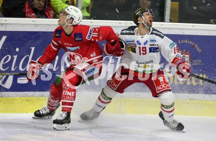 EBEL. Eishockey Bundesliga. KAC gegen	HCB Suedtirol Alperia. Lukas Haudum,  (KAC), Brett Flemming (Bozen). Klagenfurt, am 7.1.2020.
Foto: Kuess
www.qspictures.net

---
pressefotos, pressefotografie, kuess, qs, qspictures, sport, bild, bilder, bilddatenbank