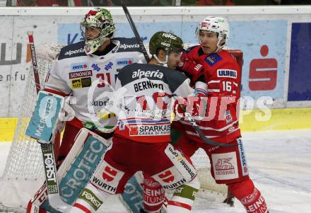 EBEL. Eishockey Bundesliga. KAC gegen	HCB Suedtirol Alperia. Patrick Harand,  (KAC), Anton Bernard, Leland Irving (Bozen). Klagenfurt, am 7.1.2020.
Foto: Kuess
www.qspictures.net

---
pressefotos, pressefotografie, kuess, qs, qspictures, sport, bild, bilder, bilddatenbank