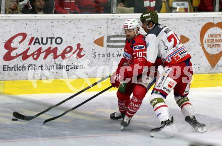 EBEL. Eishockey Bundesliga. KAC gegen	HCB Suedtirol Alperia. Andrew Jacob Kozek,  (KAC), Patrick Wiercioch (Bozen). Klagenfurt, am 7.1.2020.
Foto: Kuess
www.qspictures.net

---
pressefotos, pressefotografie, kuess, qs, qspictures, sport, bild, bilder, bilddatenbank