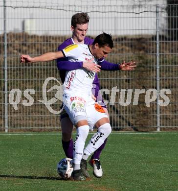 Fussball Bundesliga. 2. Liga. Testspiel. RZ Pellets WAC gegen SK Austria Klagenfurt. Michael Liendl,  (WAC), Scott Fitzgerald Kennedy (Klagenfurt). St. Andrae, am 11.1.2020.
Foto: Kuess
www.qspictures.net
---
pressefotos, pressefotografie, kuess, qs, qspictures, sport, bild, bilder, bilddatenbank