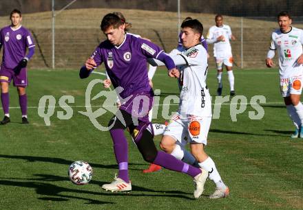 Fussball Bundesliga. 2. Liga. Testspiel. RZ Pellets WAC gegen SK Austria Klagenfurt. Bajram Syla,  (WAC), Ivan Saravanja (Klagenfurt). St. Andrae, am 11.1.2020.
Foto: Kuess
www.qspictures.net
---
pressefotos, pressefotografie, kuess, qs, qspictures, sport, bild, bilder, bilddatenbank