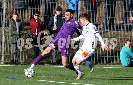 Fussball Bundesliga. 2. Liga. Testspiel. RZ Pellets WAC gegen SK Austria Klagenfurt. Romano Christian Schmid, (WAC), Baris Ekincier  (Klagenfurt). St. Andrae, am 11.1.2020.
Foto: Kuess
www.qspictures.net
---
pressefotos, pressefotografie, kuess, qs, qspictures, sport, bild, bilder, bilddatenbank