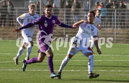 Fussball Bundesliga. 2. Liga. Testspiel. RZ Pellets WAC gegen SK Austria Klagenfurt. Michael Liendl,  (WAC), Polydoros Gkezos (Klagenfurt). St. Andrae, am 11.1.2020.
Foto: Kuess
www.qspictures.net
---
pressefotos, pressefotografie, kuess, qs, qspictures, sport, bild, bilder, bilddatenbank