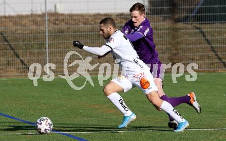 Fussball Bundesliga. 2. Liga. Testspiel. RZ Pellets WAC gegen SK Austria Klagenfurt. Shon Zalman Weissman, (WAC), Scott Fitzgerald Kennedy  (Klagenfurt). St. Andrae, am 11.1.2020.
Foto: Kuess
www.qspictures.net
---
pressefotos, pressefotografie, kuess, qs, qspictures, sport, bild, bilder, bilddatenbank