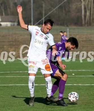 Fussball Bundesliga. 2. Liga. Testspiel. RZ Pellets WAC gegen SK Austria Klagenfurt. Michael Liendl,  (WAC), Darijo Pecirep (Klagenfurt). St. Andrae, am 11.1.2020.
Foto: Kuess
www.qspictures.net
---
pressefotos, pressefotografie, kuess, qs, qspictures, sport, bild, bilder, bilddatenbank