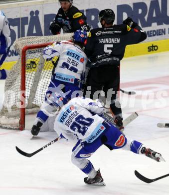 EBEL. Eishockey Bundesliga. VSV gegen Dornbirn Bulldogs.  Nico Brunner, Martin Ulmer,  (VSV), Mikko Vainonen (Dornbirn). Villach, am 14.1.2020.
Foto: Kuess
www.qspictures.net
---
pressefotos, pressefotografie, kuess, qs, qspictures, sport, bild, bilder, bilddatenbank