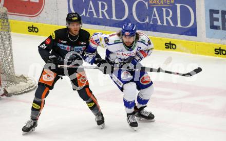 EBEL. Eishockey Bundesliga. VSV gegen Dornbirn Bulldogs. Chris Collins,   (VSV), Ramon Schnetzer (Dornbirn). Villach, am 14.1.2020.
Foto: Kuess
www.qspictures.net
---
pressefotos, pressefotografie, kuess, qs, qspictures, sport, bild, bilder, bilddatenbank