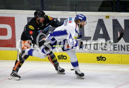 EBEL. Eishockey Bundesliga. VSV gegen Dornbirn Bulldogs.  Patrick Bjorkstrand,  (VSV), Mikko Vainonen (Dornbirn). Villach, am 14.1.2020.
Foto: Kuess
www.qspictures.net
---
pressefotos, pressefotografie, kuess, qs, qspictures, sport, bild, bilder, bilddatenbank