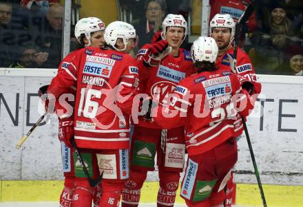 EBEL. Eishockey Bundesliga. KAC gegen	HC TWK Innsbruck. Torjubel Marco Richter, Patrick Harand, Siim Liivik, Martin Schumnig, Nikolaus Kraus (KAC). Klagenfurt, am 17.1.2020.
Foto: Kuess
www.qspictures.net

---
pressefotos, pressefotografie, kuess, qs, qspictures, sport, bild, bilder, bilddatenbank