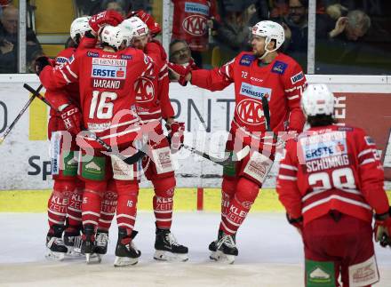 EBEL. Eishockey Bundesliga. KAC gegen	HC TWK Innsbruck. Torjubel Marco Richter, Patrick Harand, Siim Liivik, Martin Schumnig (KAC). Klagenfurt, am 17.1.2020.
Foto: Kuess
www.qspictures.net

---
pressefotos, pressefotografie, kuess, qs, qspictures, sport, bild, bilder, bilddatenbank