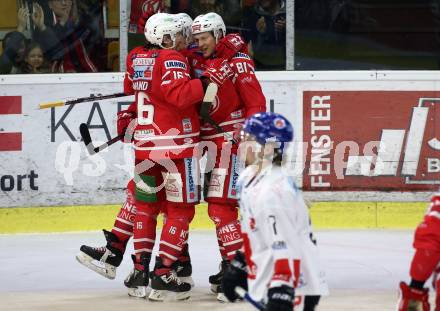 EBEL. Eishockey Bundesliga. KAC gegen	HC TWK Innsbruck. Torjubel Marco Richter, Patrick Harand (KAC). Klagenfurt, am 17.1.2020.
Foto: Kuess
www.qspictures.net

---
pressefotos, pressefotografie, kuess, qs, qspictures, sport, bild, bilder, bilddatenbank