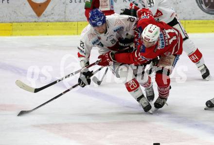 EBEL. Eishockey Bundesliga. KAC gegen	HC TWK Innsbruck. Manuel Ganahl,  (KAC), Michael Boivin  (Innsbruck). Klagenfurt, am 17.1.2020.
Foto: Kuess
www.qspictures.net

---
pressefotos, pressefotografie, kuess, qs, qspictures, sport, bild, bilder, bilddatenbank